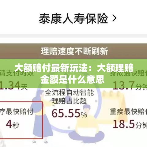 大额赔付最新玩法：大额理赔金额是什么意思 