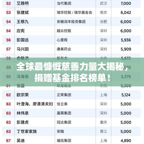全球最慷慨慈善力量大揭秘，捐赠基金排名榜单！