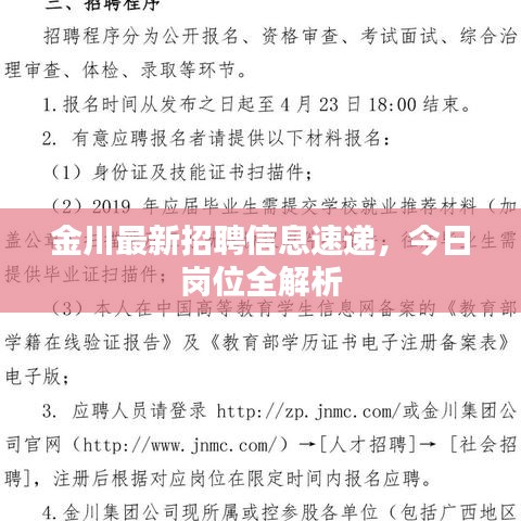 金川最新招聘信息速递，今日岗位全解析