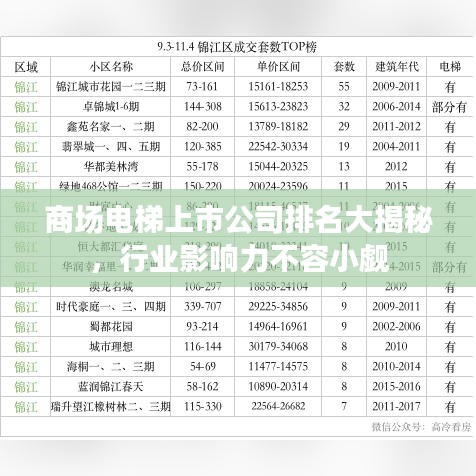 商场电梯上市公司排名大揭秘，行业影响力不容小觑