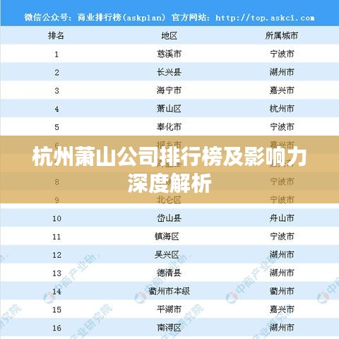 杭州萧山公司排行榜及影响力深度解析