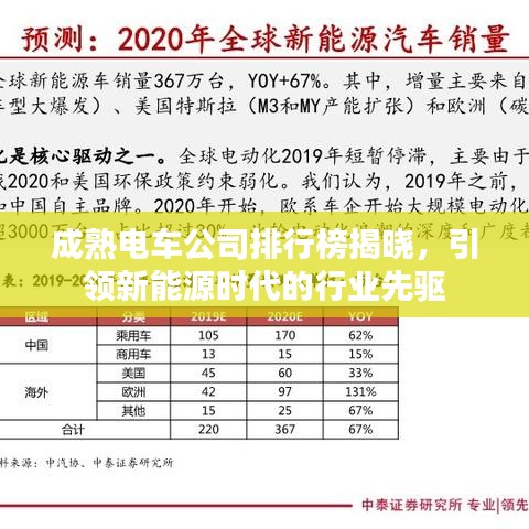 成熟电车公司排行榜揭晓，引领新能源时代的行业先驱