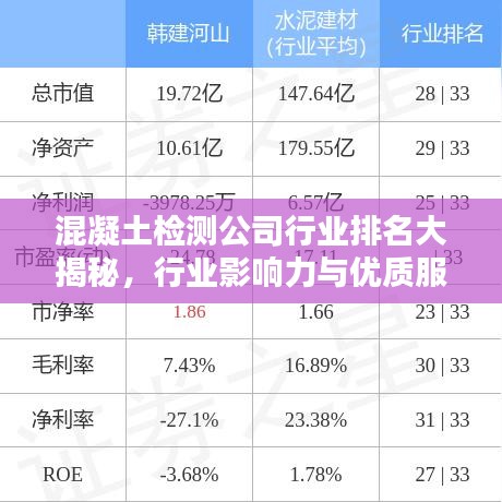 混凝土检测公司行业排名大揭秘，行业影响力与优质服务一览